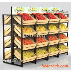 4 Tier Vegetable Storage Stand Wood Display