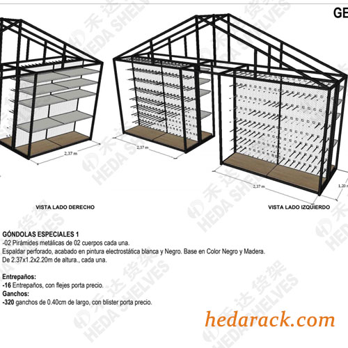 Metal and wooden shelving, customized shelving