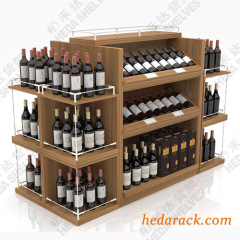 Wood Gondola Wine Displays Shelves For Liquor Store