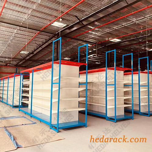 combo shelving, building material display shelves(2