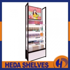 Wholesale Wall Makeup Display Stand Shelf Design For Cosmetic Products with LED Lighting
