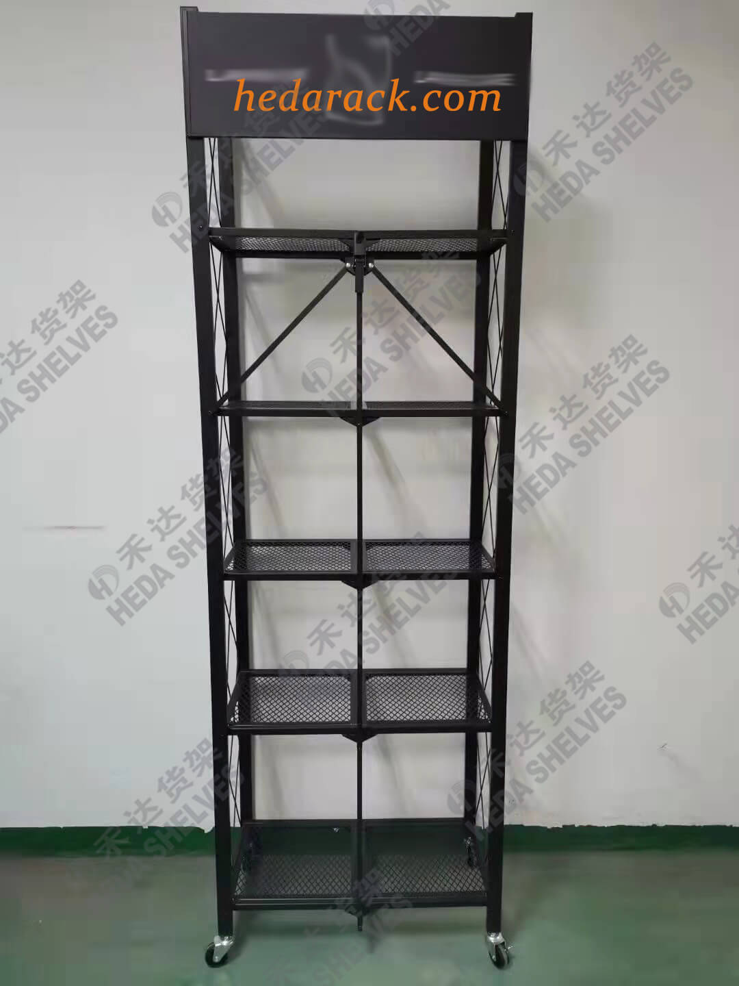 Foldable Shelving Wire Freestanding Display Origami Rack On Wheels(5