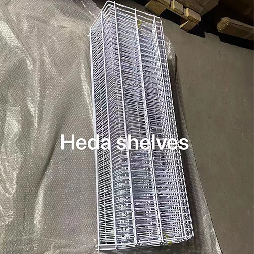 Metal Wire Display Rack For Merchandise Display Rolling Grid Shelf(6