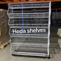 Metal Wire Display Rack For Merchandise Display Rolling Grid Shelf