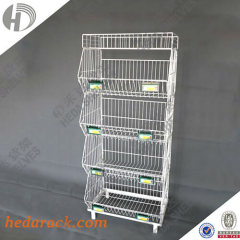 Metal Wire Display Rack For Merchandise Display Rolling Grid Shelf