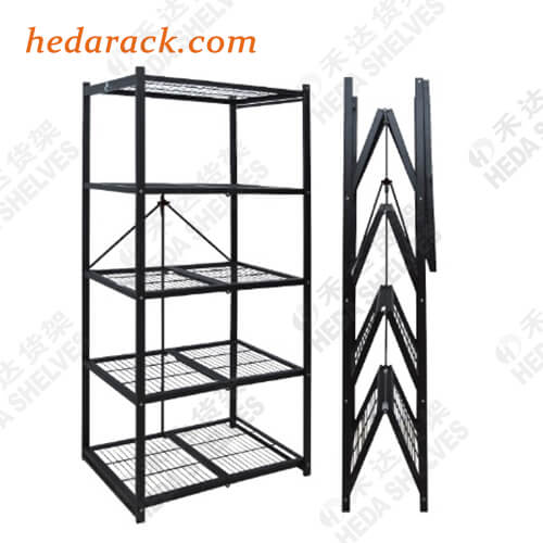 Foldable Shelving Wire Freestanding Display Origami Rack On Wheels(2