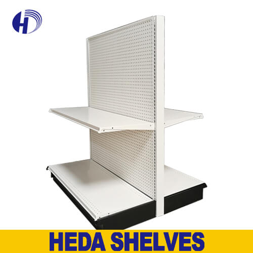 Heda ShelvesWhite Lozier Store Fixture Island Gondola Display Shelving