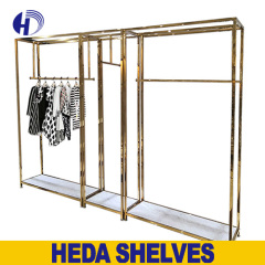 Gold Store Fixture for Garment Display Clothing Shelving in Boutique