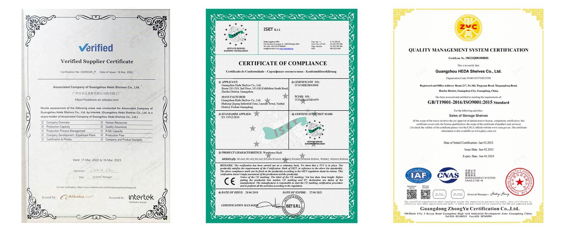 HEDA certificate