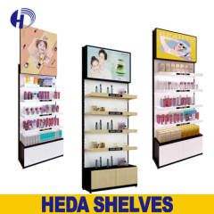 Salon Makeup Store Wall Mounted Cosmetic Display Shelf Showcase