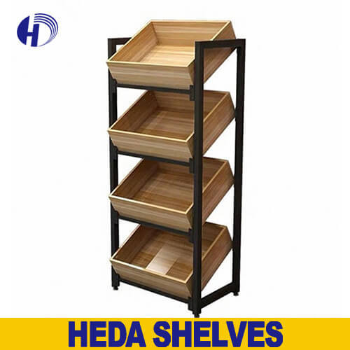 Wooden Two Tier Vegetables and Fruit Storage Rack Free Standing