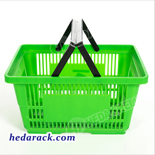 supermarket plastic handheld shopping basket set with handles,green shopping basket,supermarket basket(3