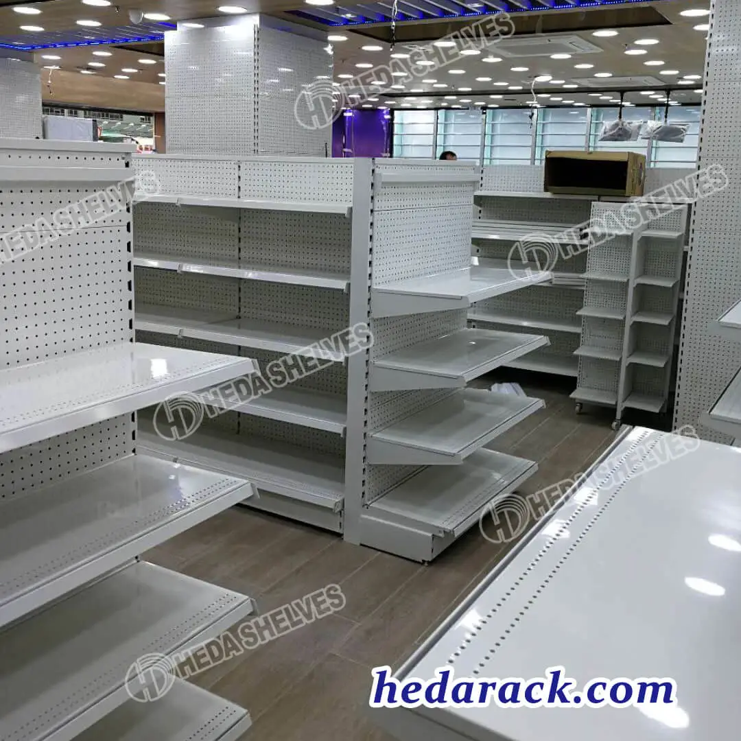 White Gondola Shelving for a HK Import Store,heda case,store display case(1