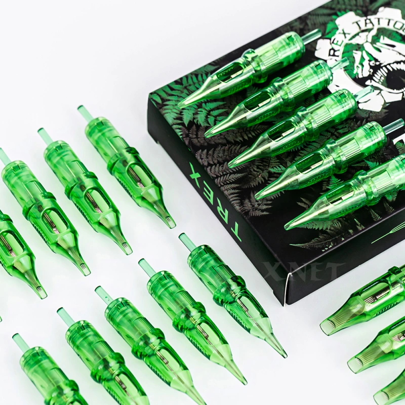 (HQ-22) Trex Tattoo Cartridge Needles 20pcs/Box Green Disposable Sterilized Safety Tattoo Needle for Cartridge Machines Grips