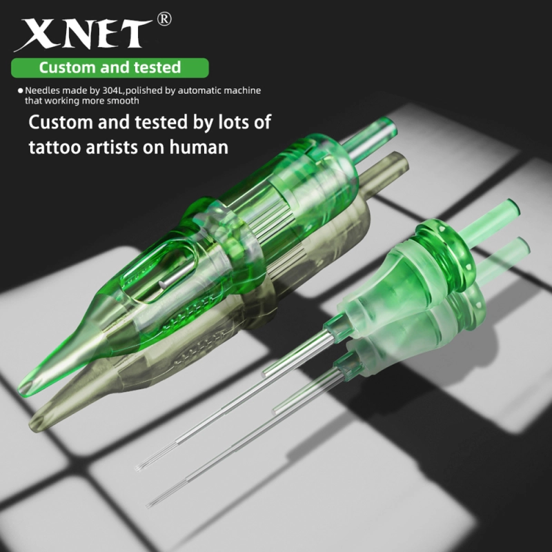 (HQ-22) Trex Tattoo Cartridge Needles 20pcs/Box Green Disposable Sterilized Safety Tattoo Needle for Cartridge Machines Grips