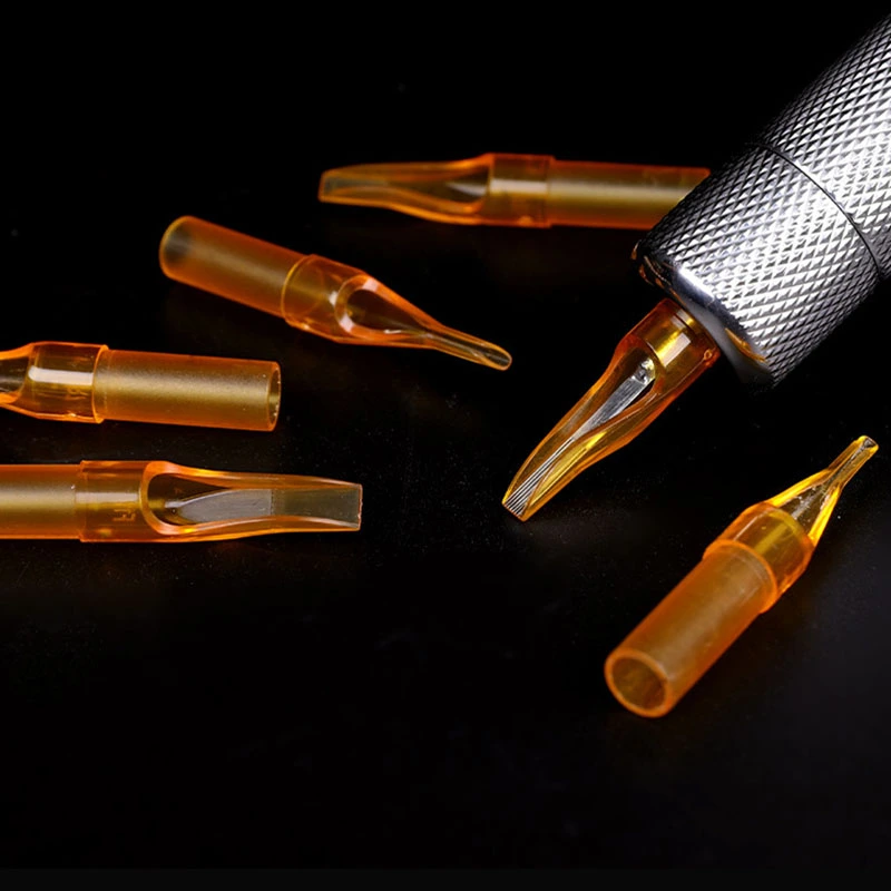 50pcs/box Tattoo Tips Yellow Plastic Sterilized Disposable Nozzle Needles Tips