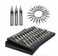 22pcs/box Stainless Steel Tattoo Tips High Quality Different Size Nozzle Tips Set Kit Gift Box Set