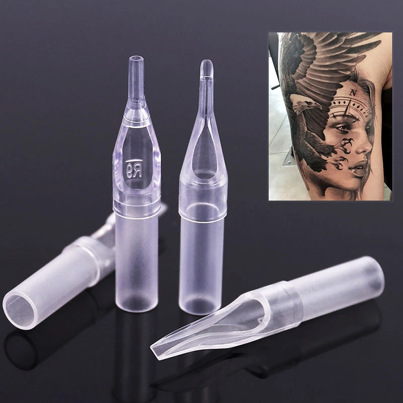 50pcs/box Tattoo Transparent Tip Disposable Tubes Plastic Sterile Tattoo Nozzle