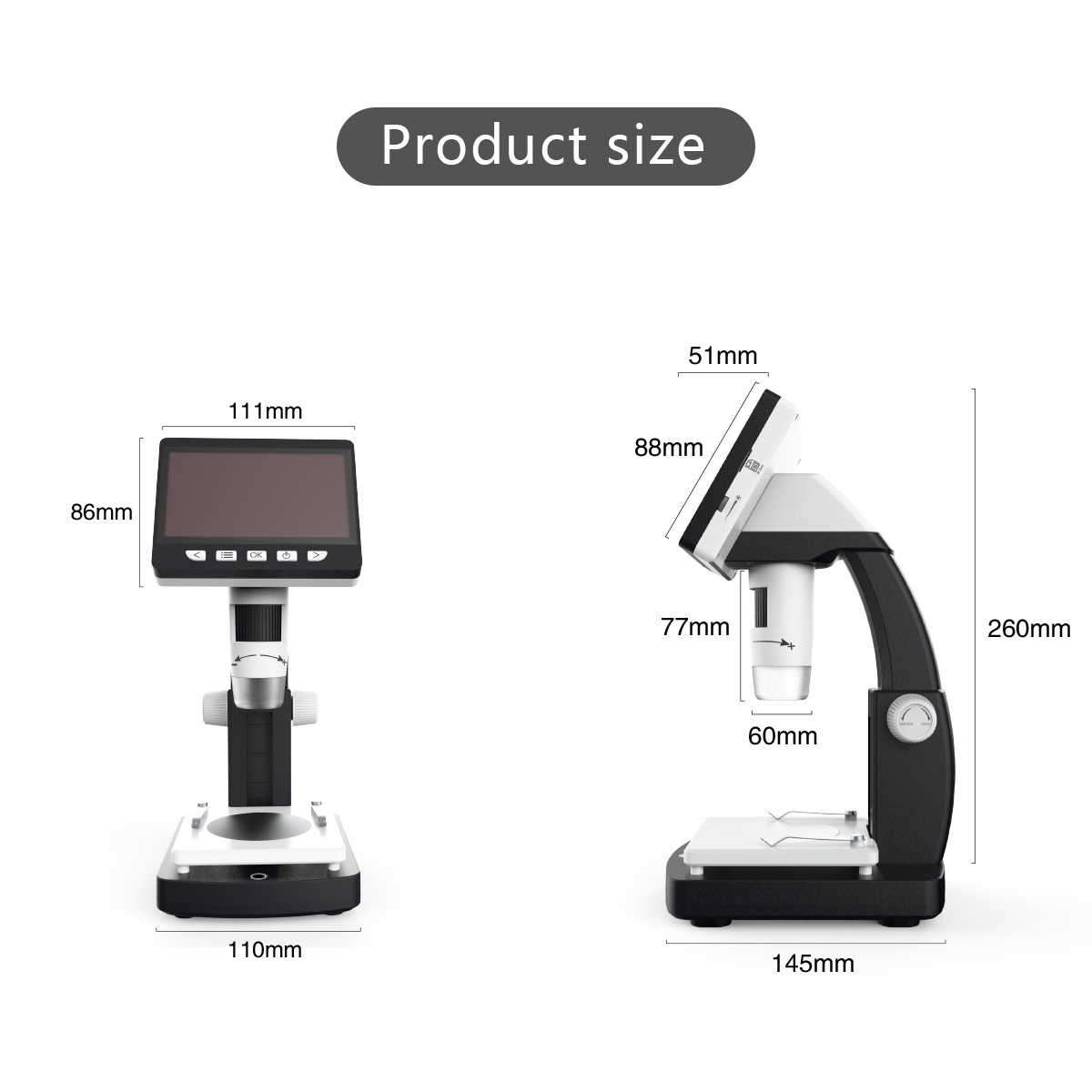 Inskam 306 LCD Digital Microscope 4.3 Inch 50X-1000X Magnification 1080P  Compound Handheld Microscopes Camera with Rechargeable Battery