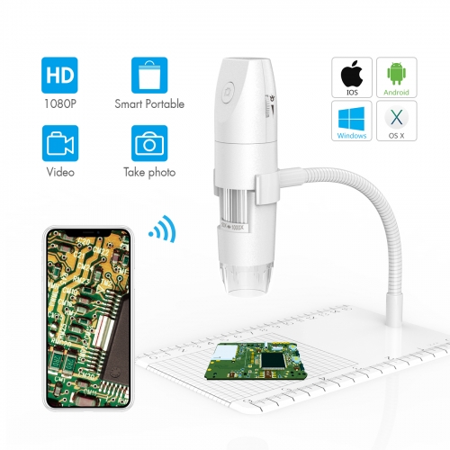Inskam316 Portable HD 1080P 1000x WiFi Digital Microscope with Snake Tube Bracket Angle and Height Adjustable Support PC/WiFi Model Switch USB Microsc