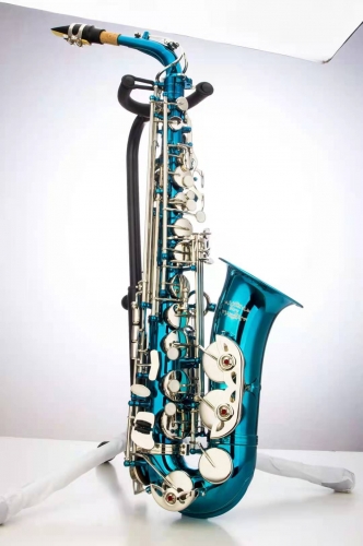 Sea Blue Body Nickel Key Alto Saxophone