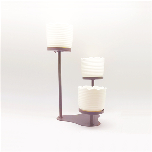 3 Tier Porcelain Planter Set With Metal Rack