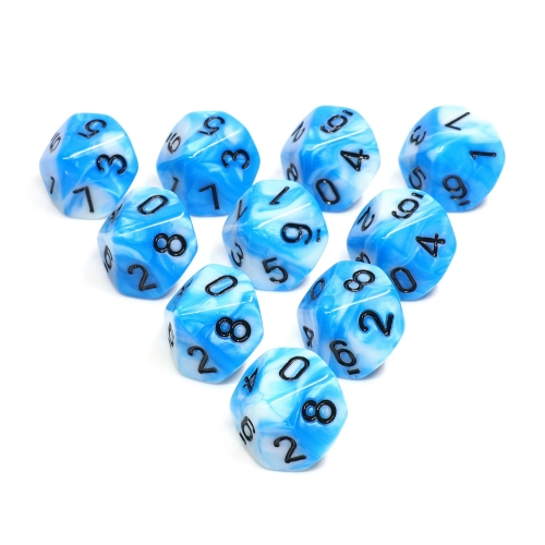 D10 Set Blue and white Pearl