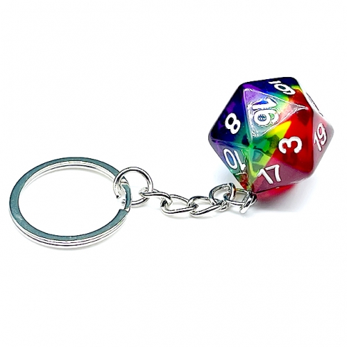 Key Chain Rainbow D20