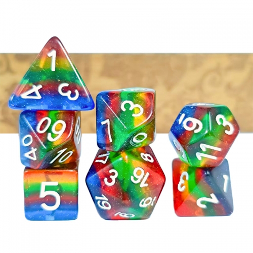 Transparent Glitter Rainbow Dice