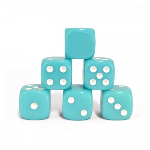 Cyan Opaque Dot 16MM D6 Dice