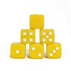 Yellow Opaque Dot 16MM D6 Dice