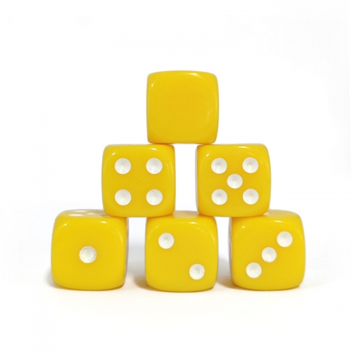 Yellow Opaque Dot 16MM D6 Dice