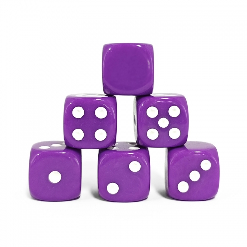 Purple Opaque Dot 16MM D6 Dice