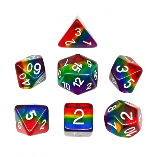 Transparent Rainbow Dice Set