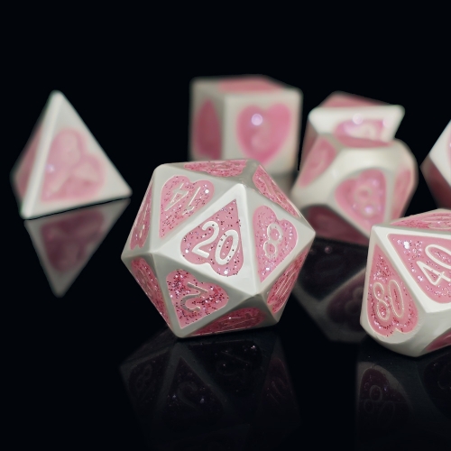 Heart Metal Dice (glitter pink color)