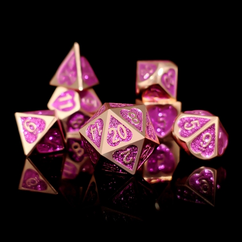 Heart Metal Dice (glitter purple color)