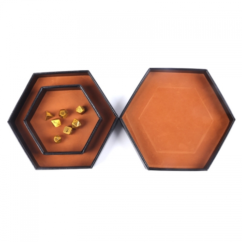 PU Leather Hexagon Dice Tray