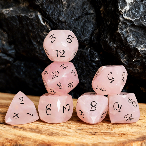 Pink Multifaceted Crystal Dice