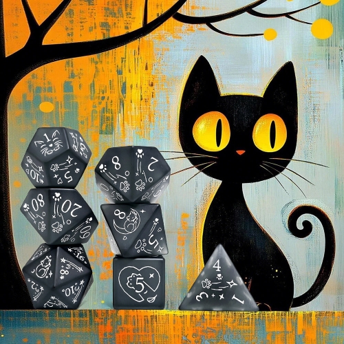 Starry Sky Cat Gemstone Dice