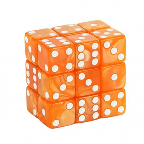 Orange Pearl Dot 16MM D6 Dice