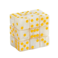 White Pearl Dot 16MM D6 Dice