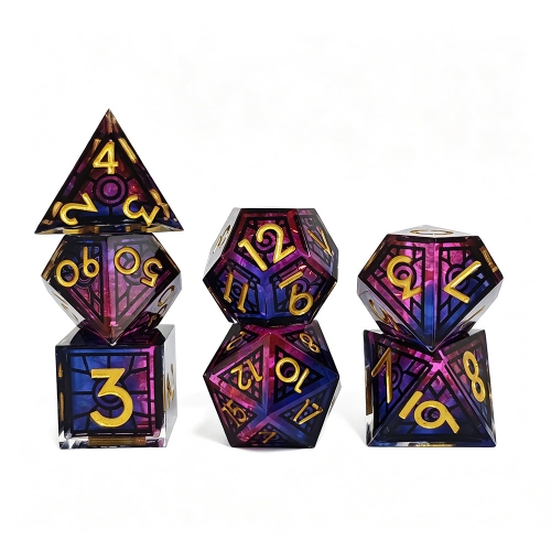 STAINED GLASS WINDOW SHARP DICE 