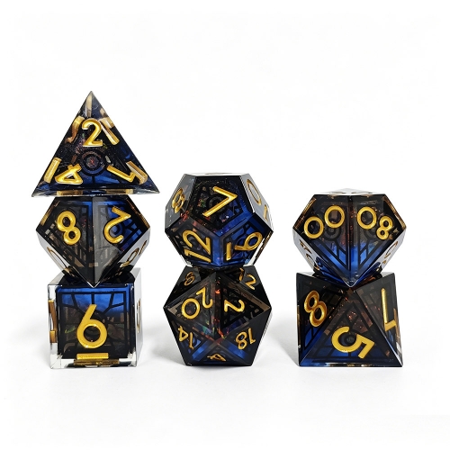 STAINED GLASS WINDOW SHARP DICE 