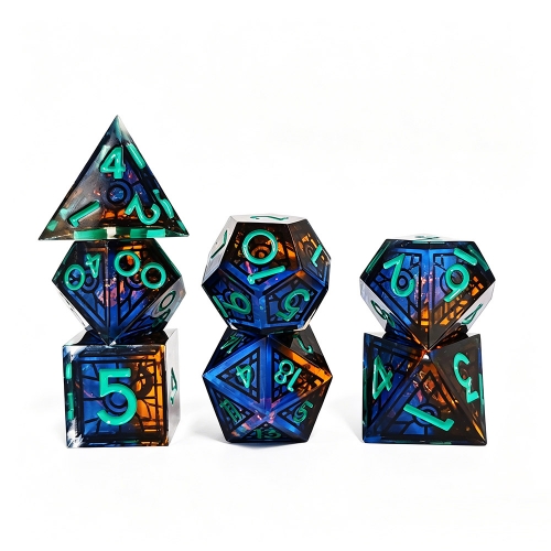 STAINED GLASS WINDOW SHARP DICE 