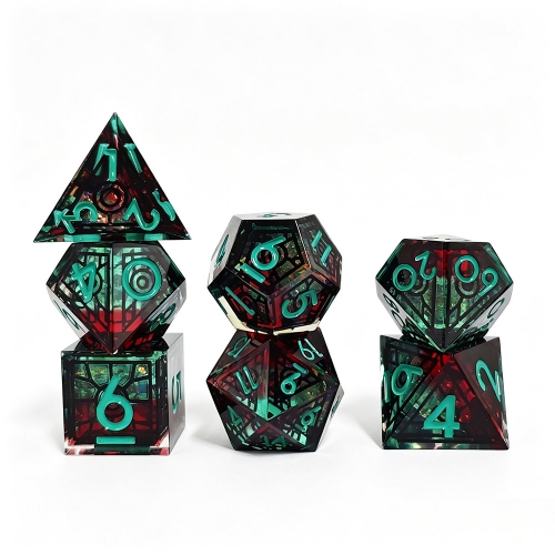 STAINED GLASS WINDOW SHARP DICE 