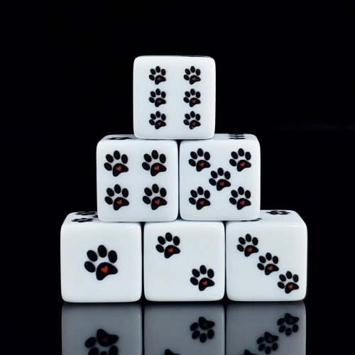 BLACK PAW + HEART D6 DICE (16MM) 