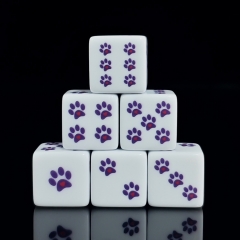 PURPLE  PAW + HEART D6 DICE (16MM) 