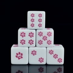 PINK PAW + HEART D6 DICE (16MM) 
