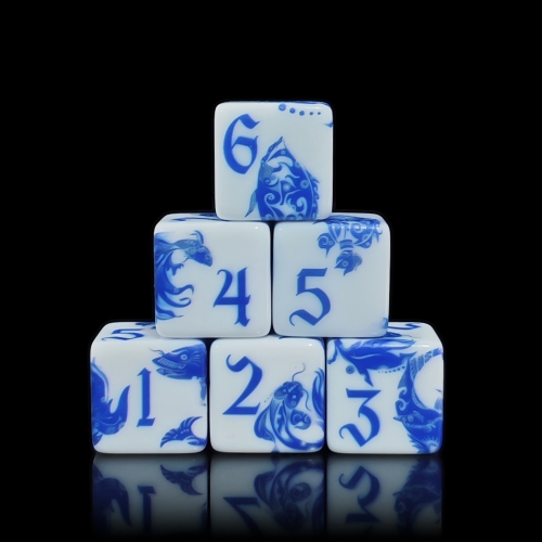 BLUE AROWANA D6 DICE (16MM) 