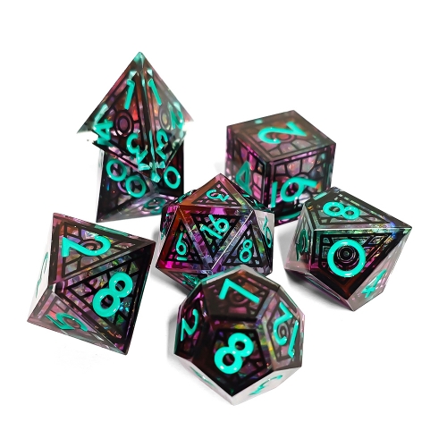 STAINED GLASS WINDOW SHARP DICE 